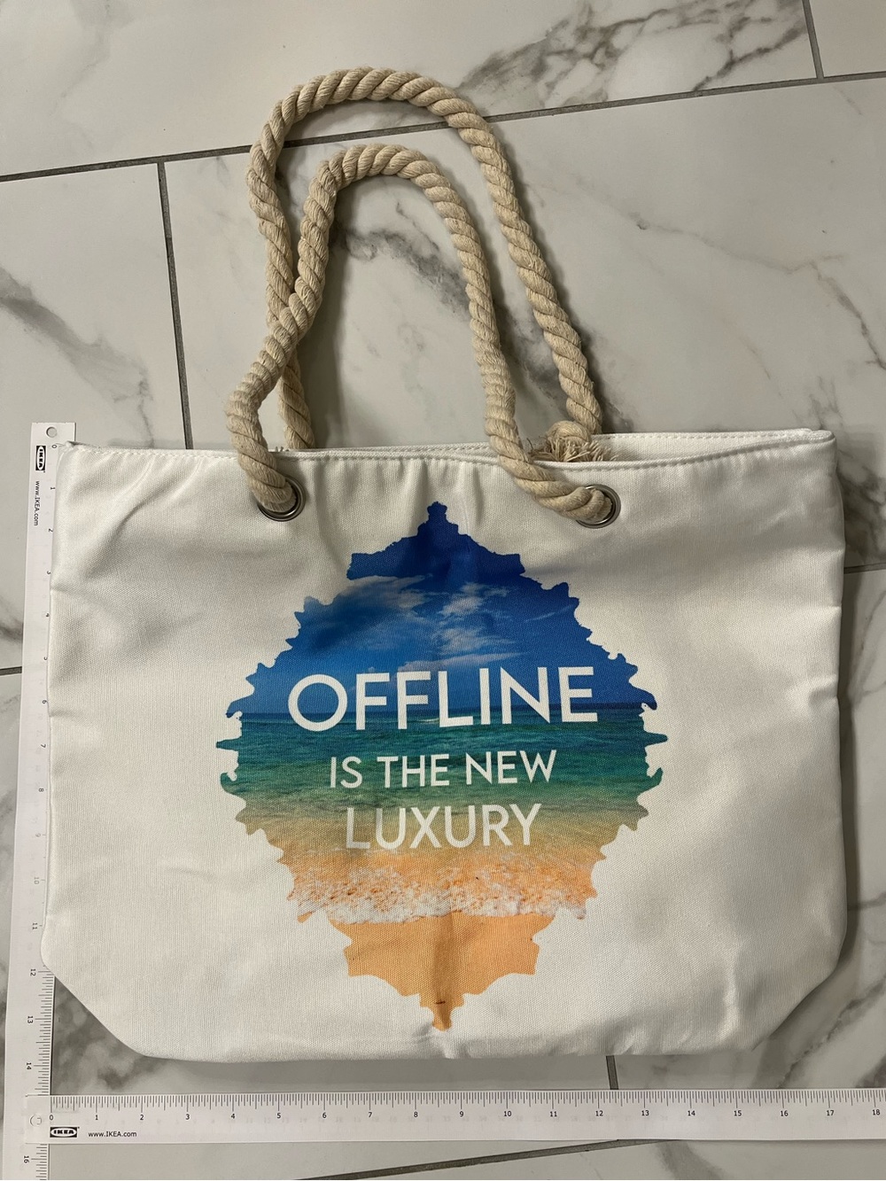Canvas Tote Bag - Off White "Offline Is The New Luxury"